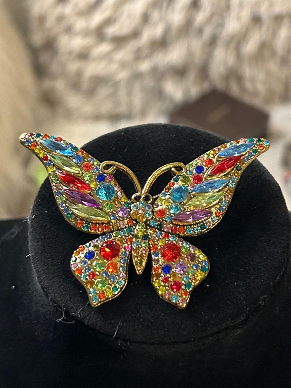 Multicolor Crystal Butterfly Brooch - Picture 3 of 6